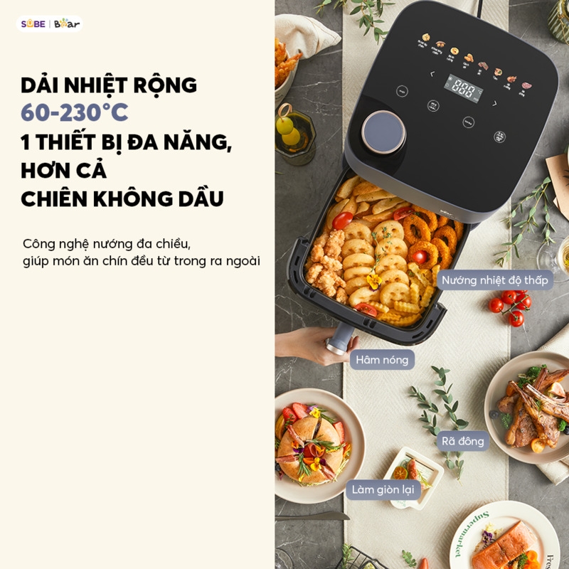 [SALE 20/10] Nồi chiên không dầu 6L Bear AF-5H19I45